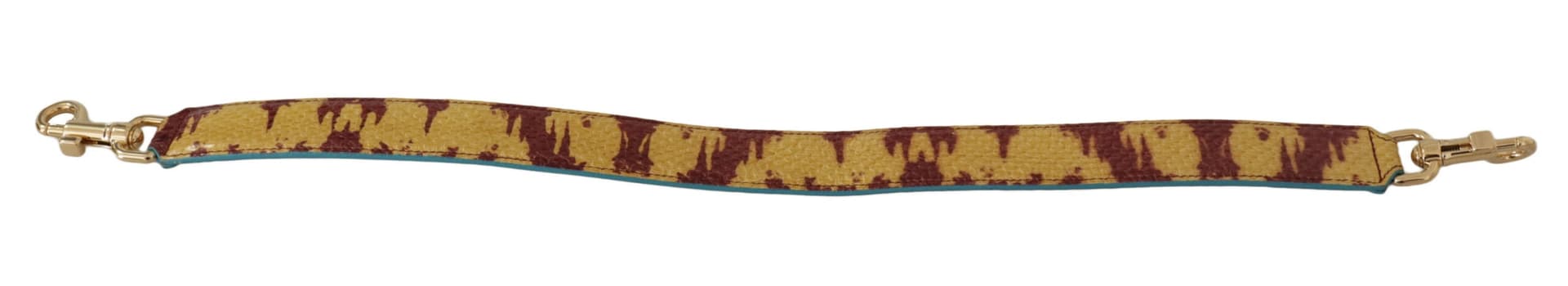 Yellow Red Leather Gold Tone Shoulder Strap - 4