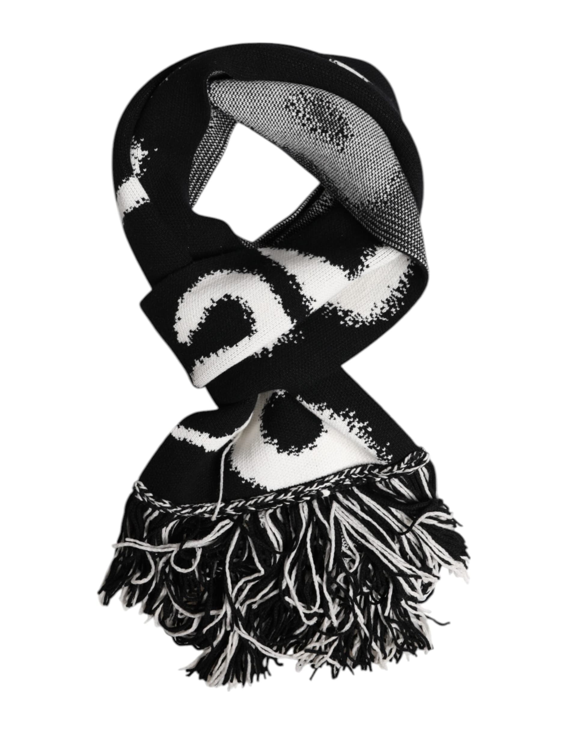 Black Logo Neck Warmer Wrap Men Shawl Scarf - 4