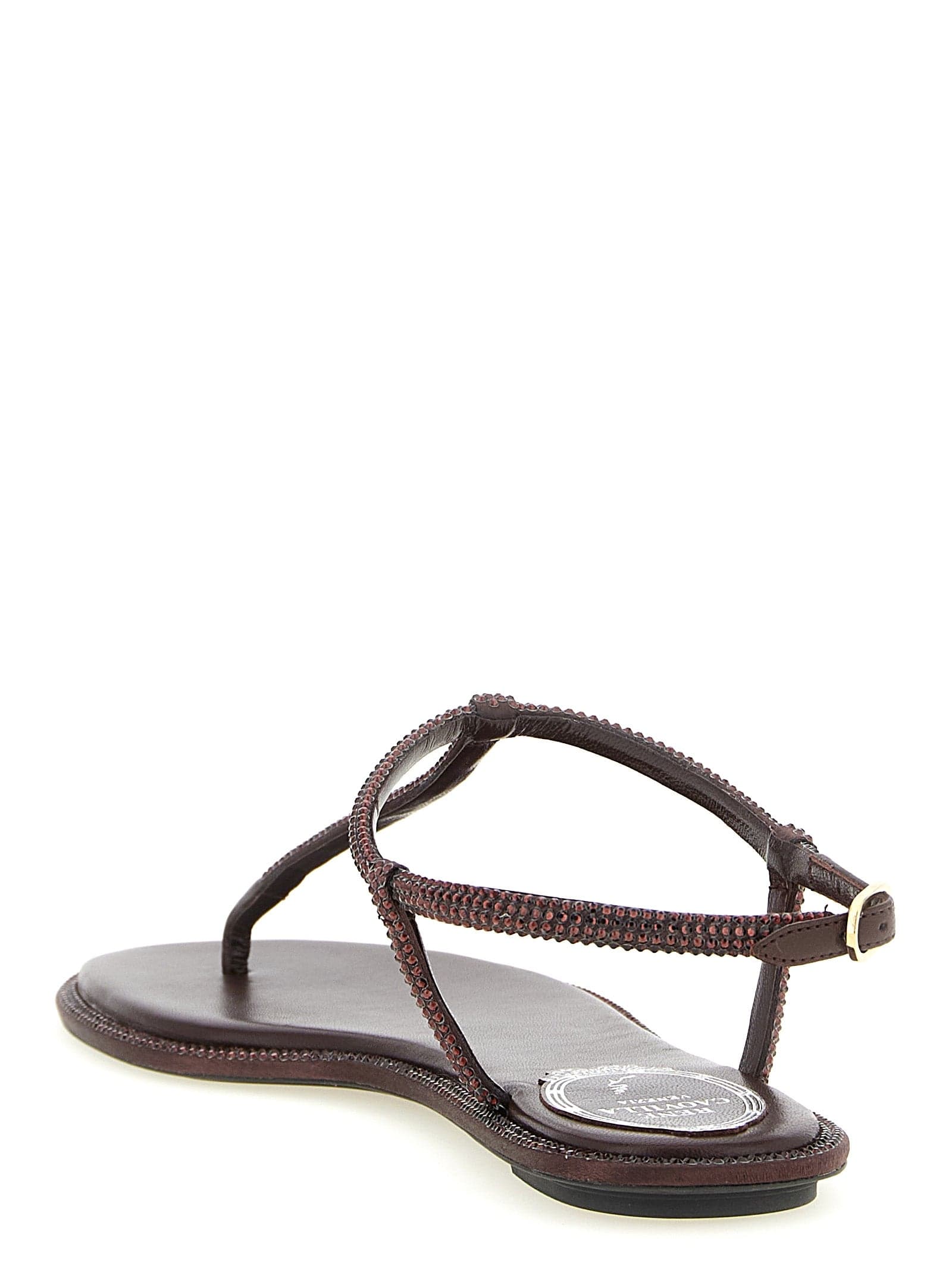 Brown Viscose Flat Sandals - 3