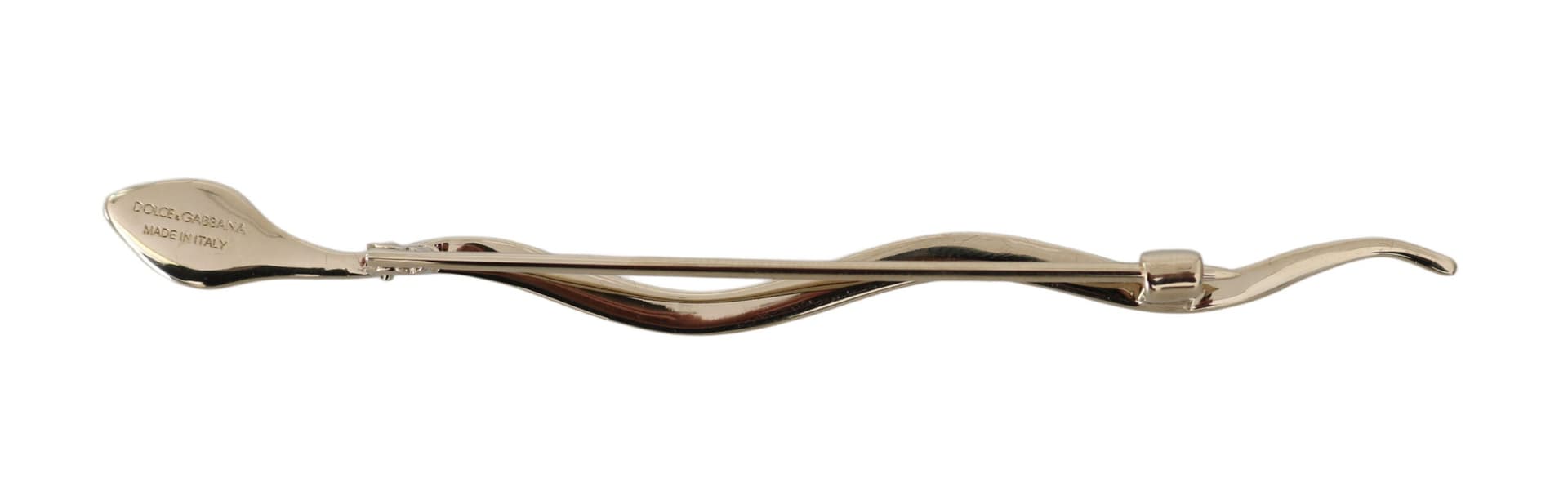 Silver Brass Crystal Spilla Serpente Brooch Pin - 2