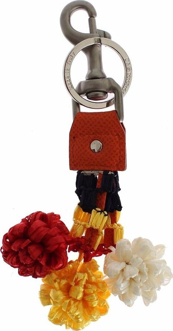 Red White Raffia Leather Clasp Finder Keyring Keychain