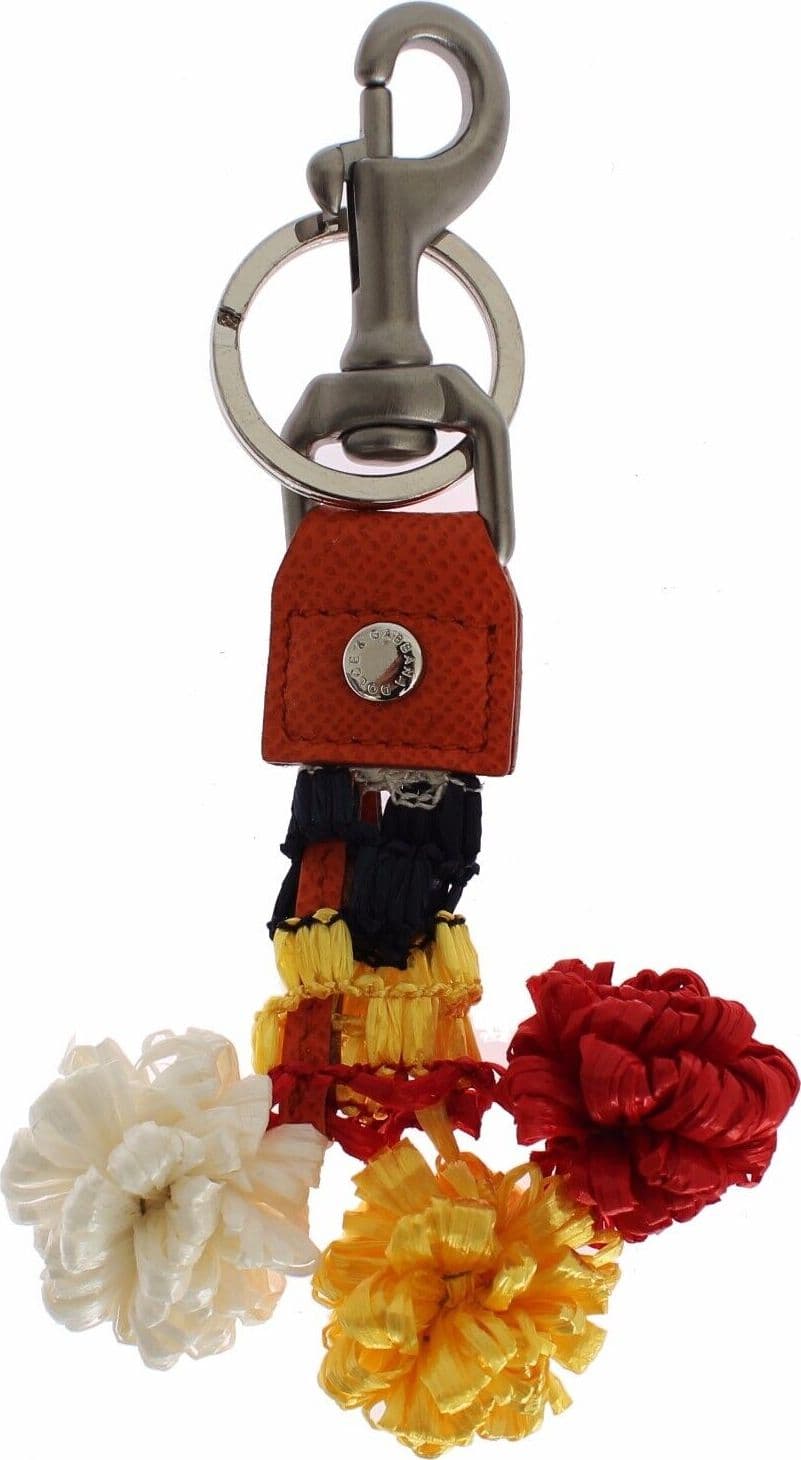 Red White Raffia Leather Clasp Finder Keyring Keychain - 3