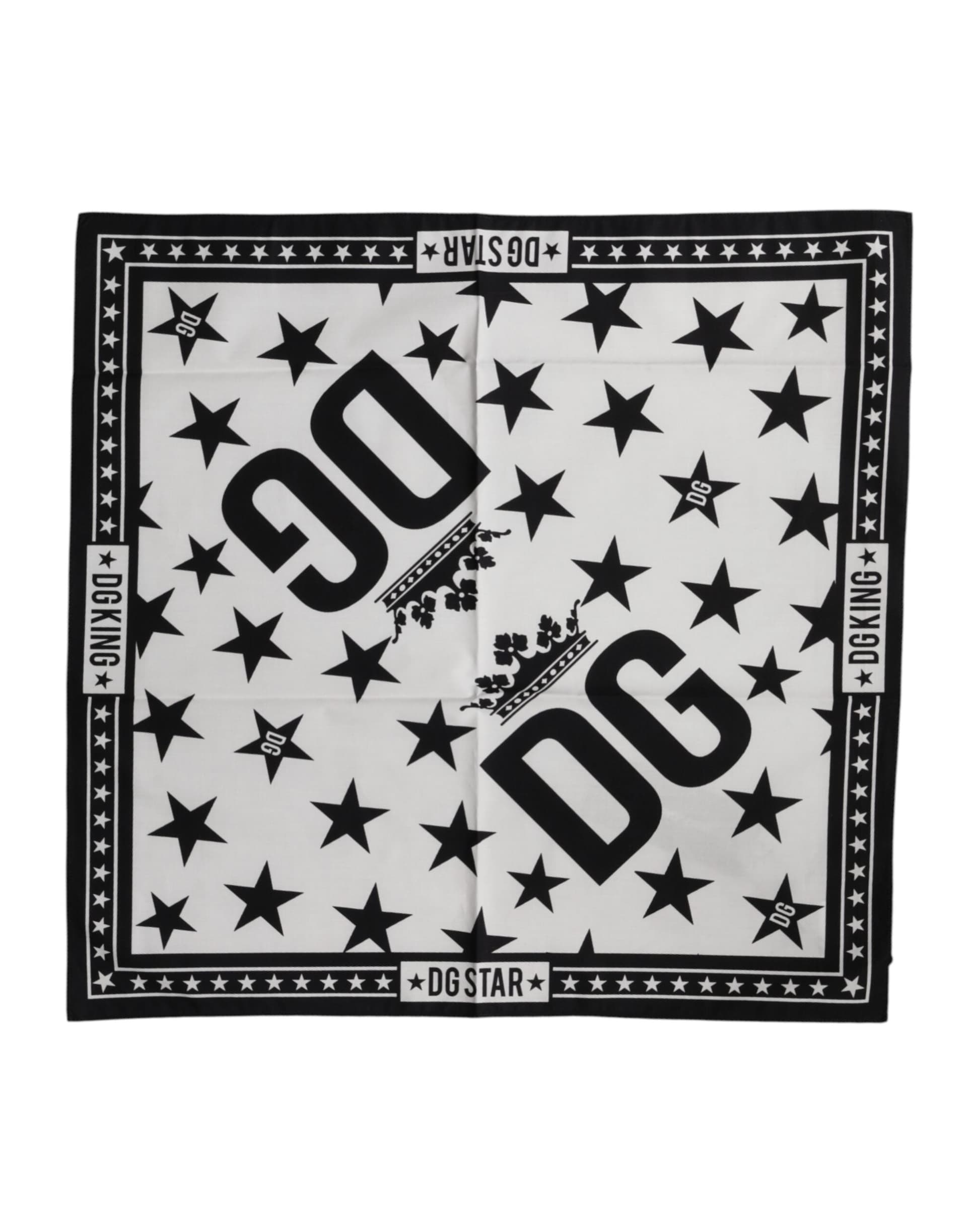 White DG Crown Print Square Foulard 52cm x 50.5cm Scarf - 2