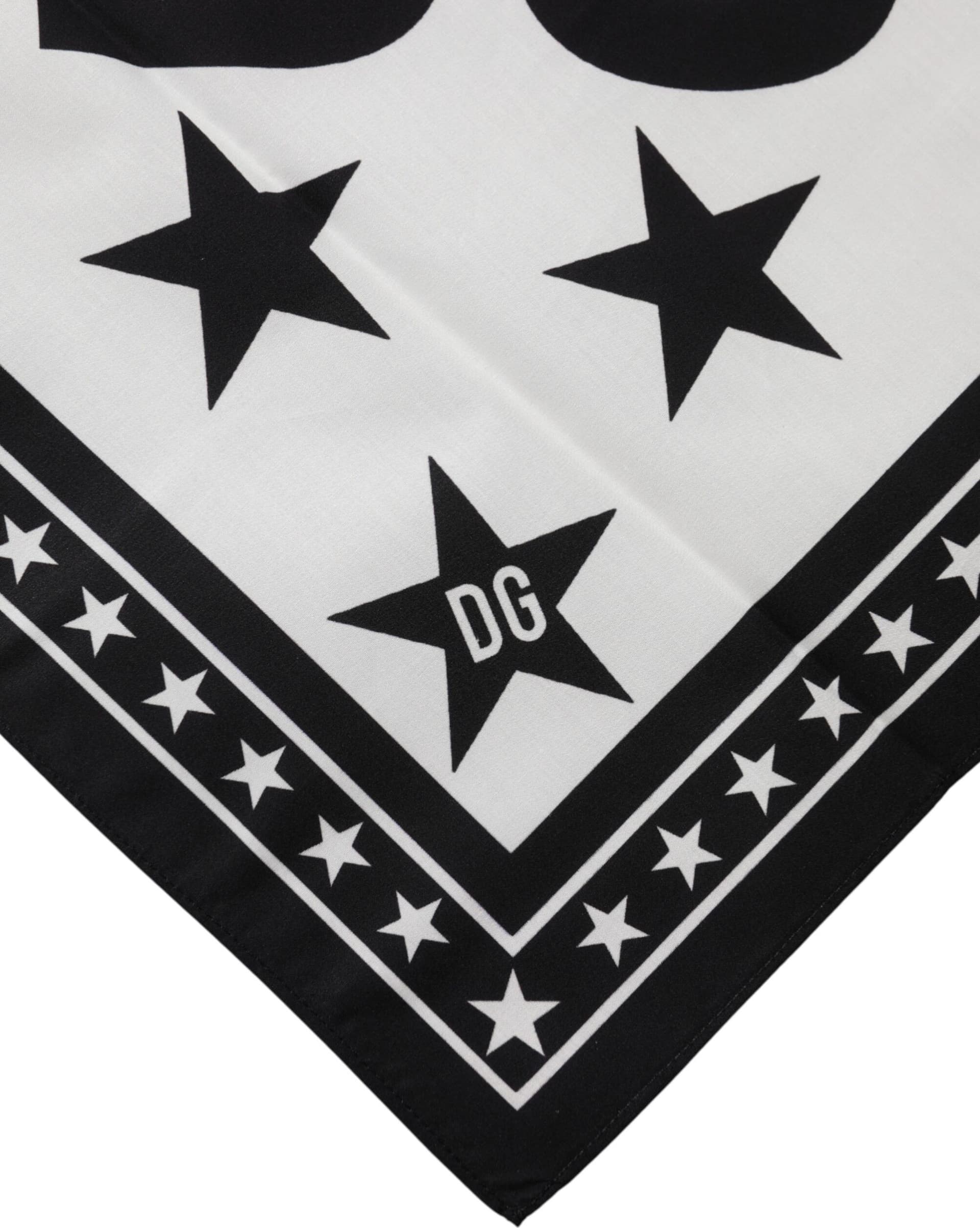 White DG Crown Print Square Foulard 52cm x 50.5cm Scarf - 4