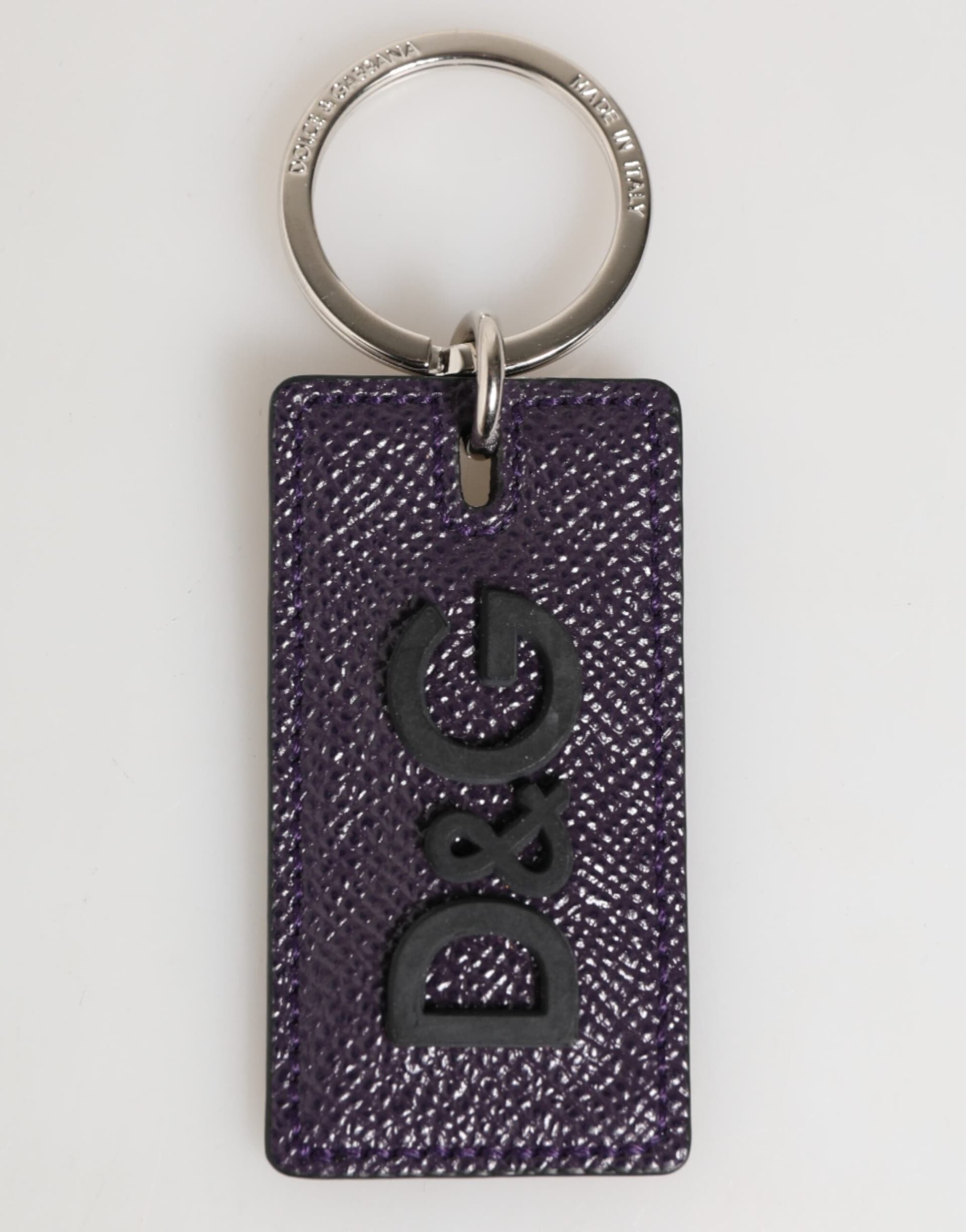 Violet Leather Logo Metal Ring Men Keychain Keyring - 2