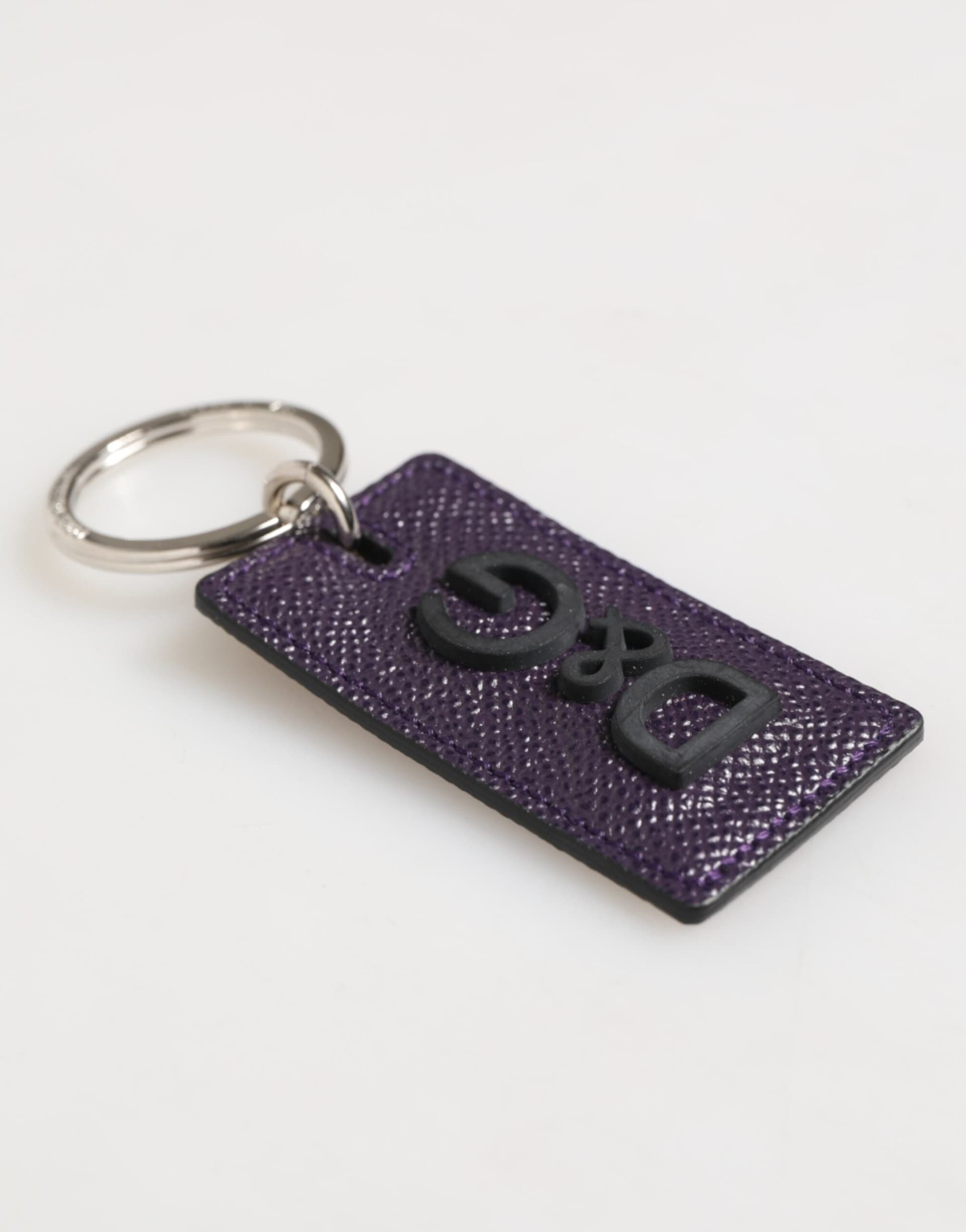 Violet Leather Logo Metal Ring Men Keychain Keyring - 5