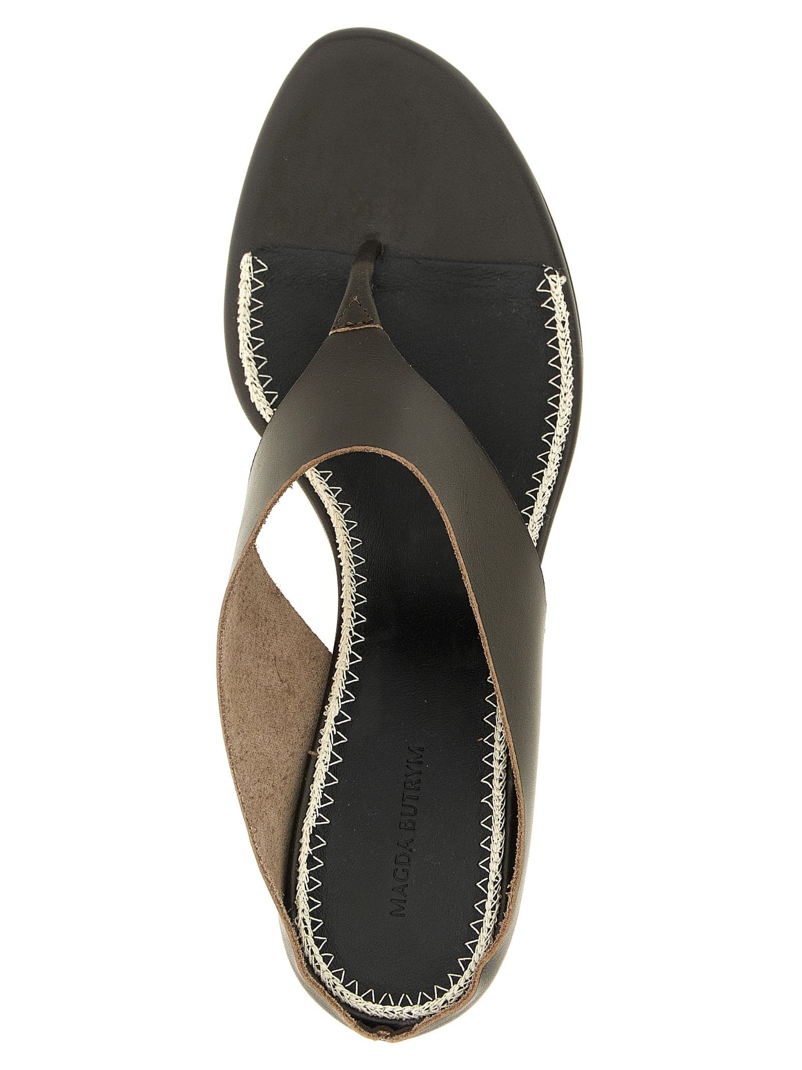 Brown Leather Stiletto Heel Sandals - 4