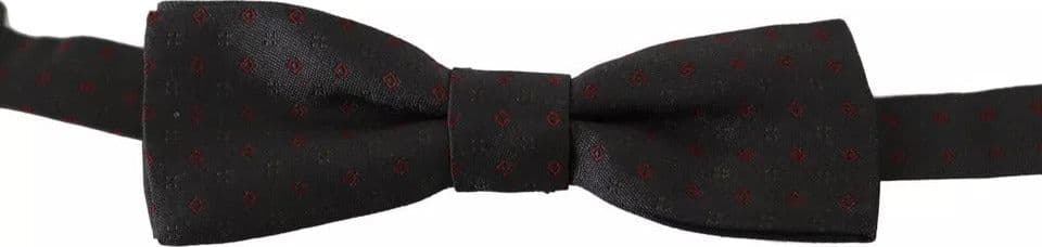 Gray Dotted Silk Adjustable Neck Bow Tie - 2