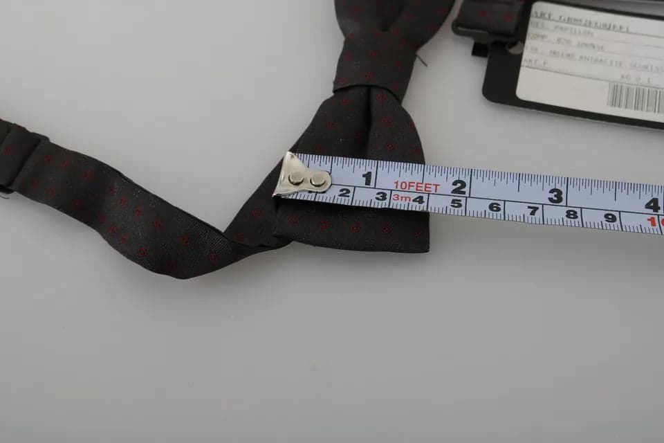 Gray Dotted Silk Adjustable Neck Bow Tie - 5