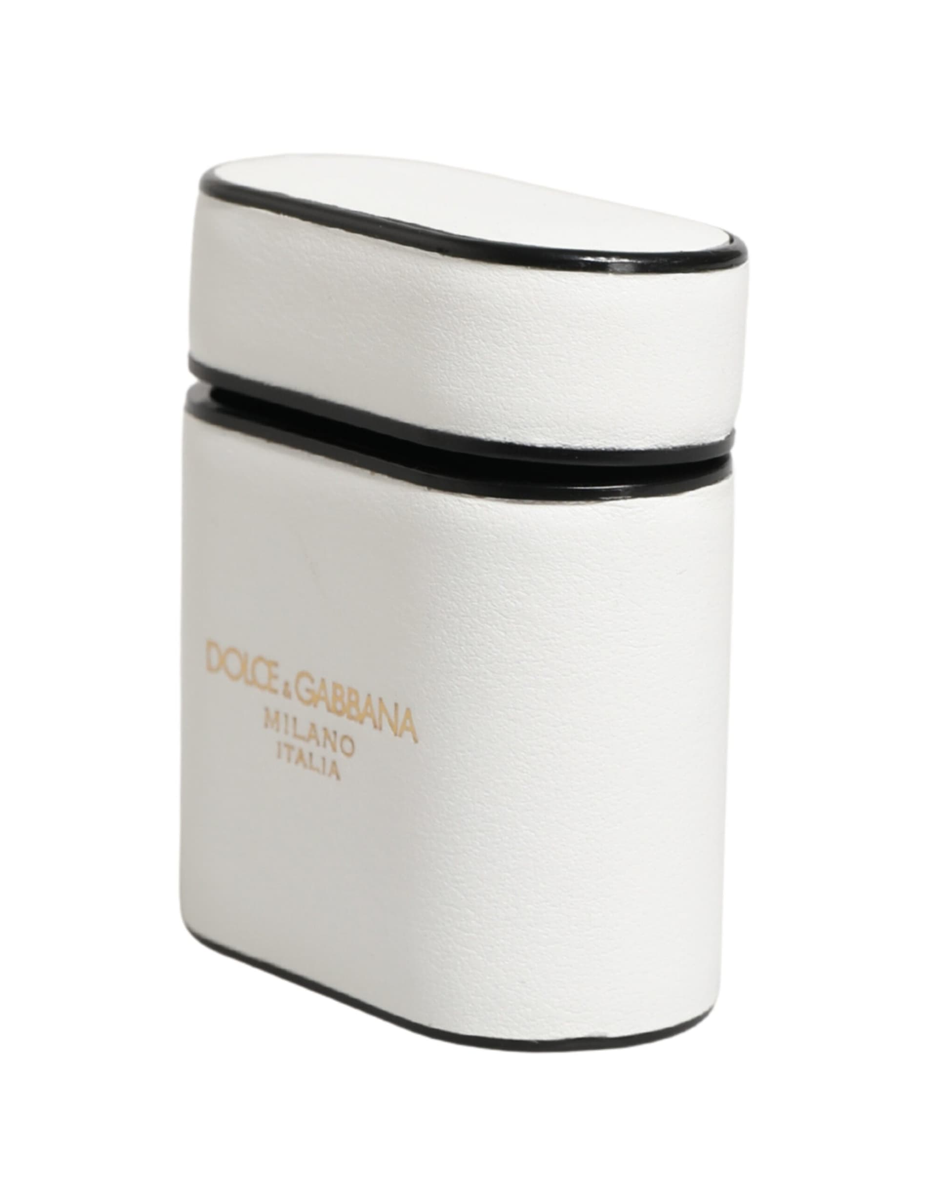 White Calf Leather Logo Print Flip Holder  Airpods Case - 3
