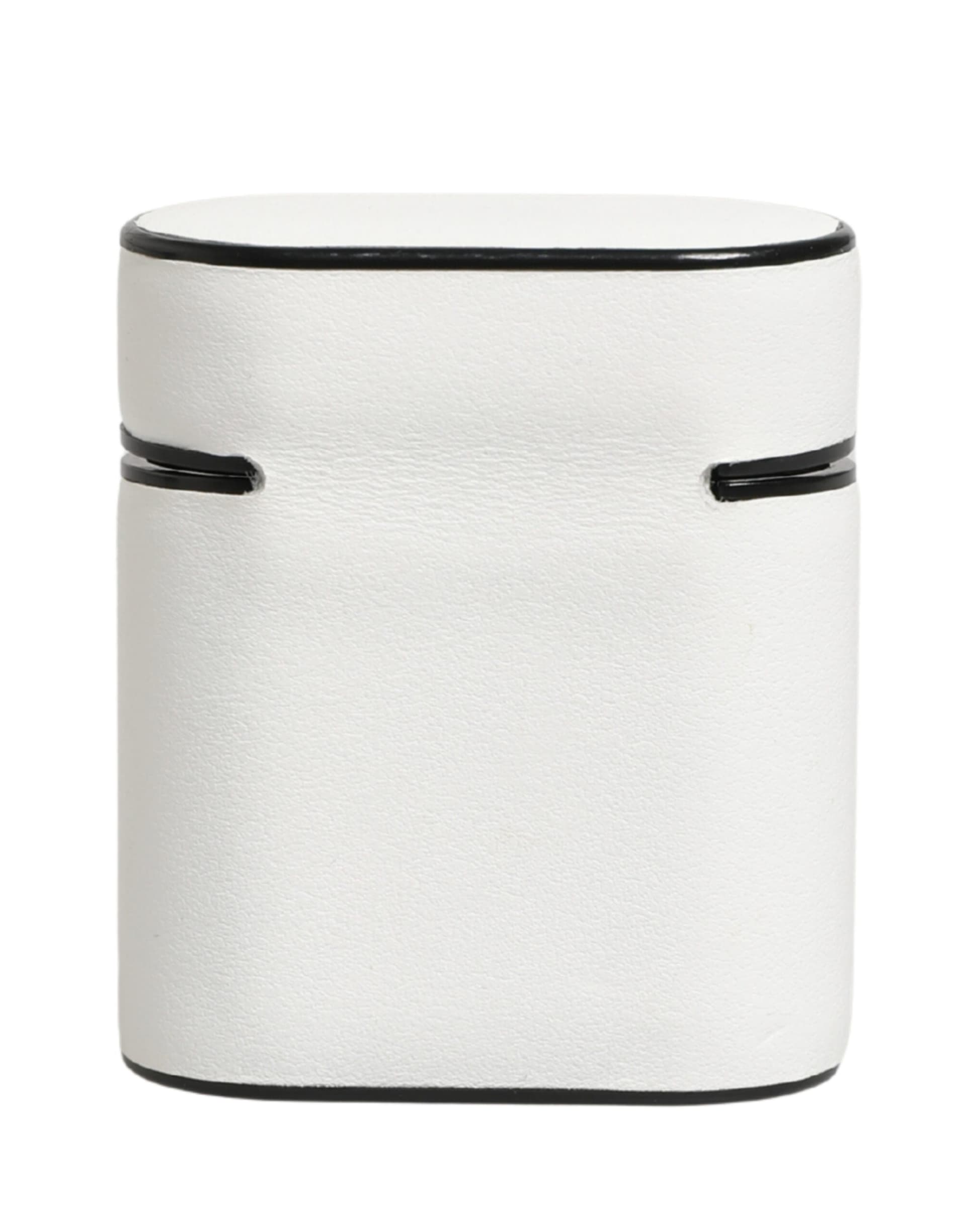 White Calf Leather Logo Print Flip Holder  Airpods Case - 4