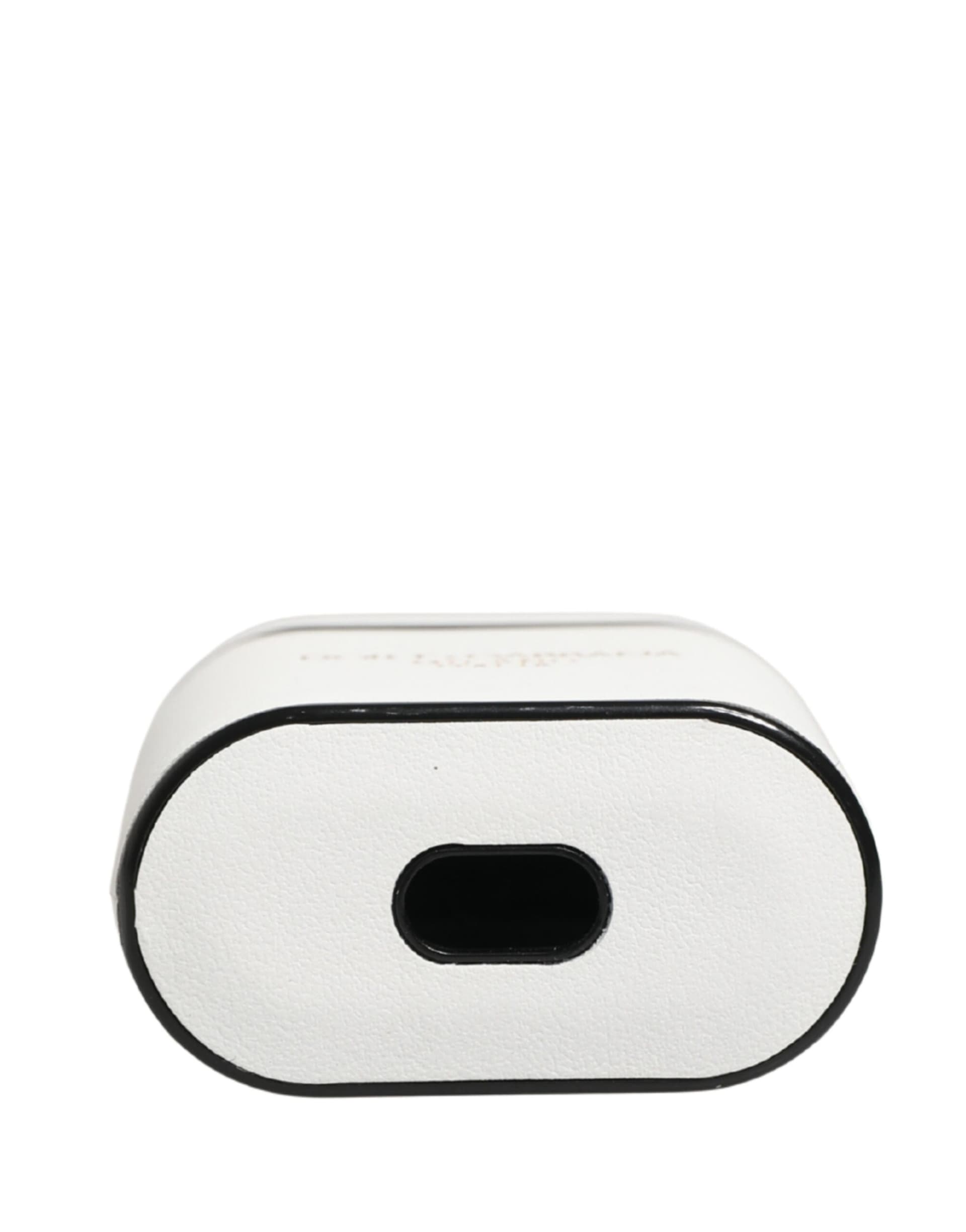 White Calf Leather Logo Print Flip Holder  Airpods Case - 6