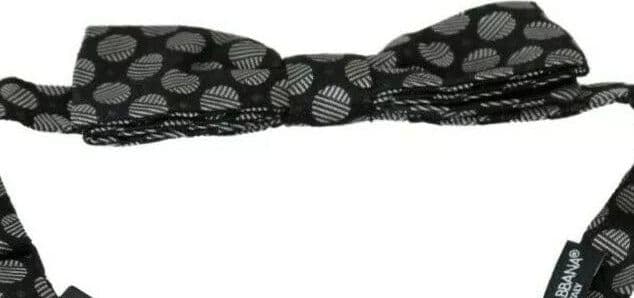 Black Silk Circles Men Necktie Bow Tie - 3