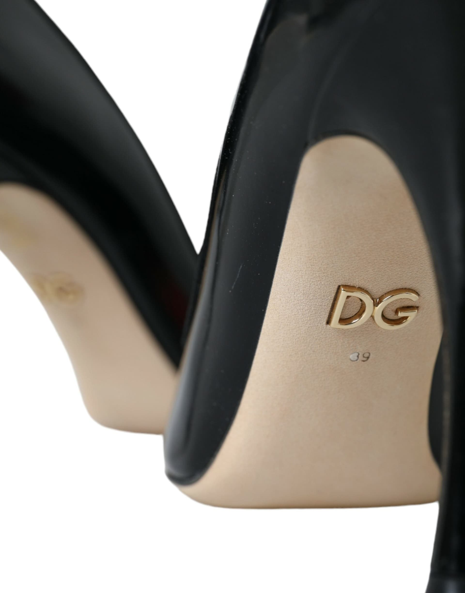 Black Leather WOW Patch Heels Pumps Shoes - 7