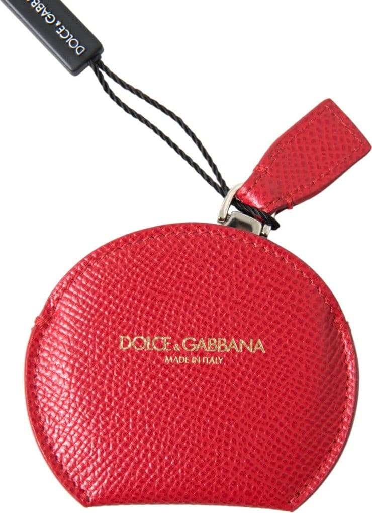 Red Calfskin Leather Hand Mirror Holder - 3