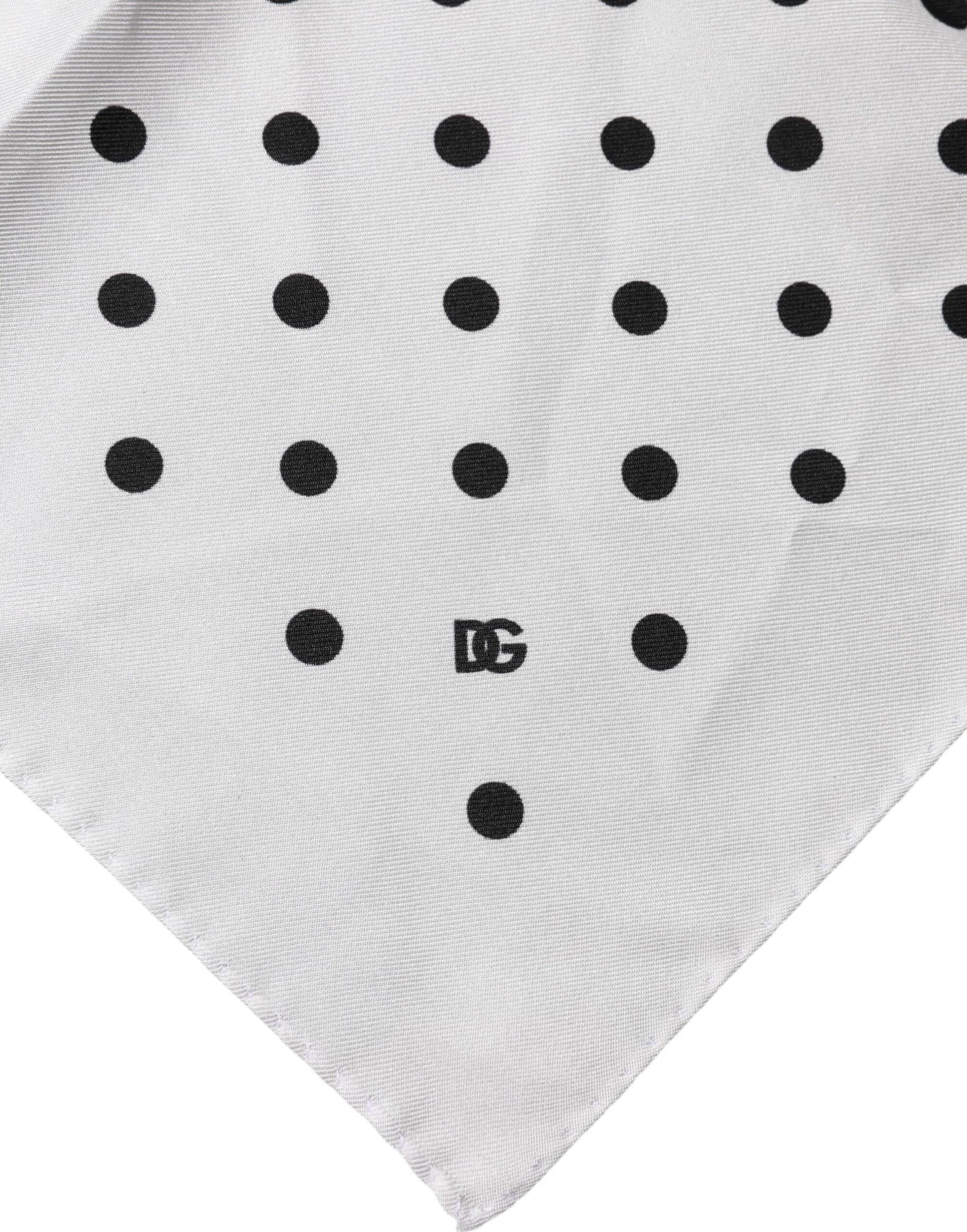 White Polka Dot Square Handkerchief Scarf - 3