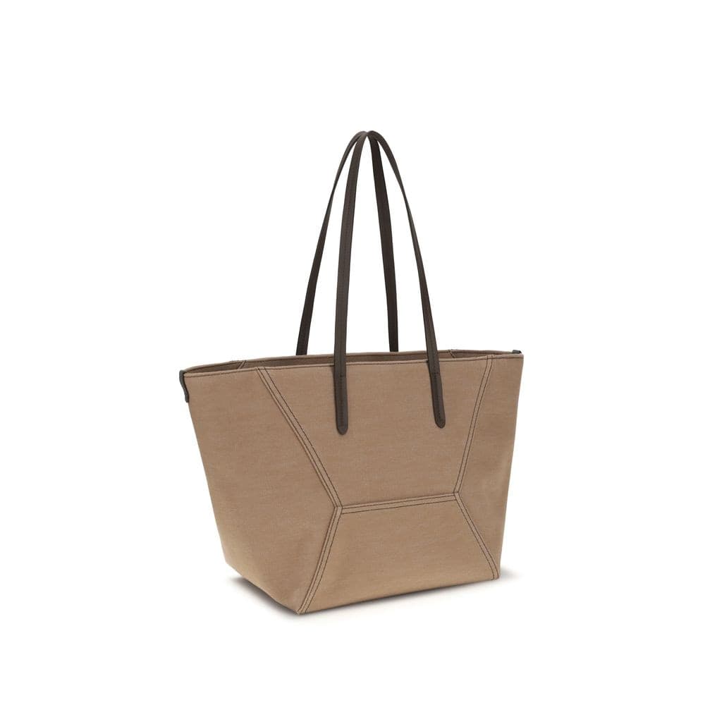Beige Cotton Shoulder Bag - 3