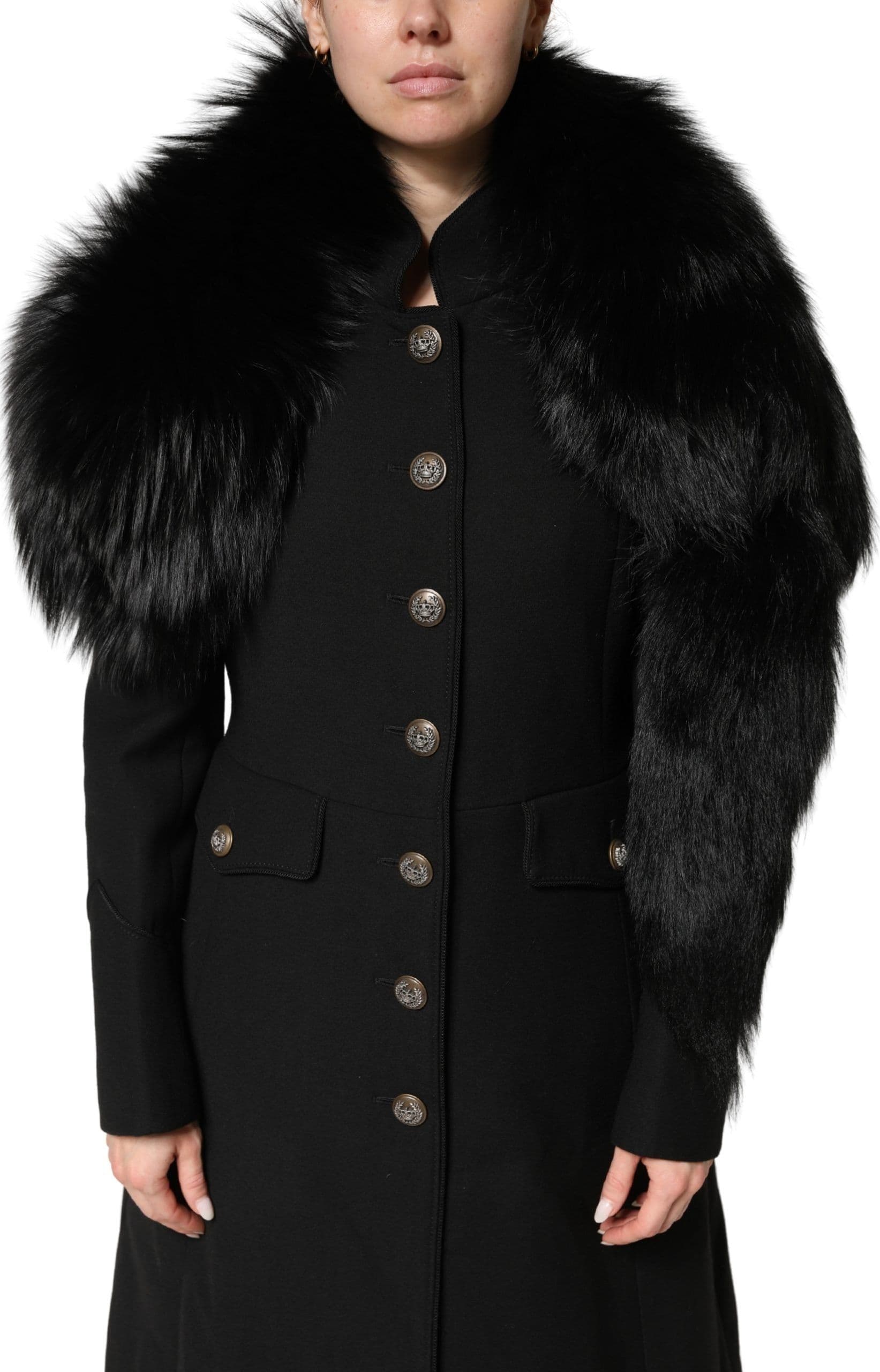 Black Fox Fur Neck Wrap Warmer Winter Scarf - 8