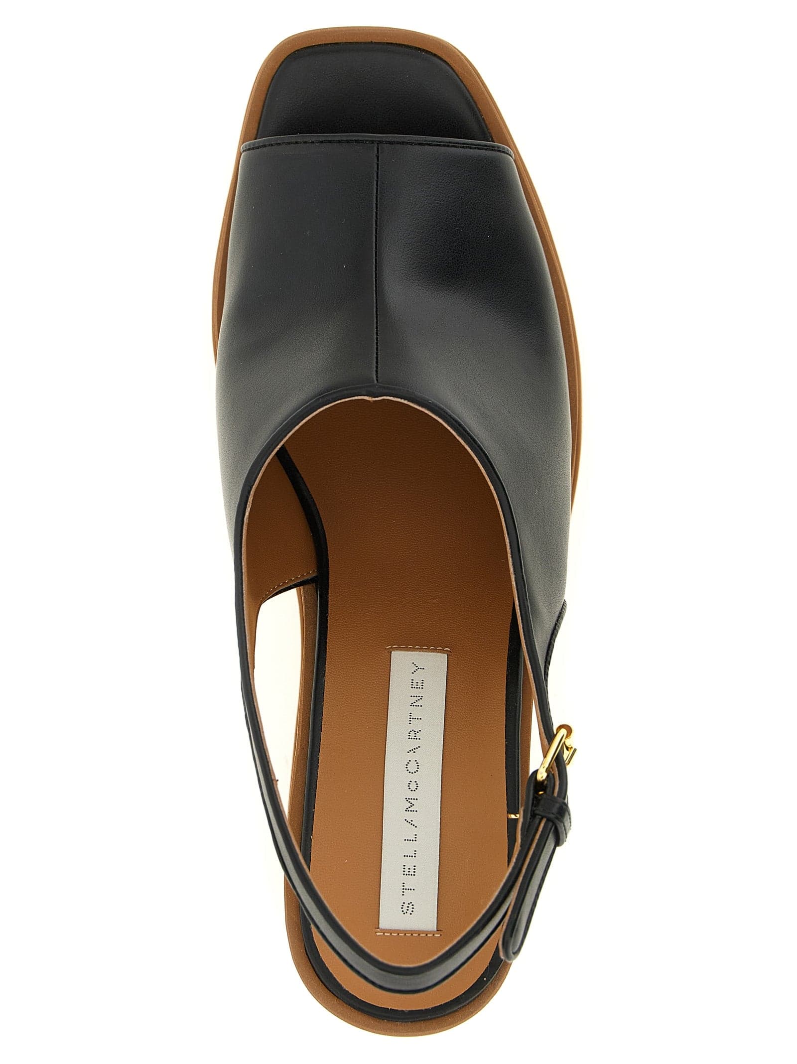 Black Polyurethane Wedge Sandals - 4
