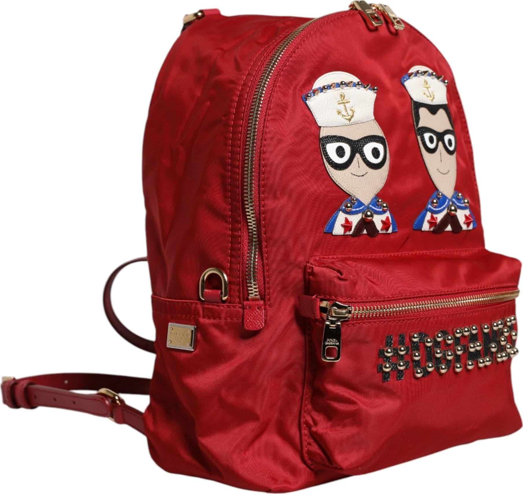 Red #DGFAMILY VULCANO Embellishment Backpack Bag - 3