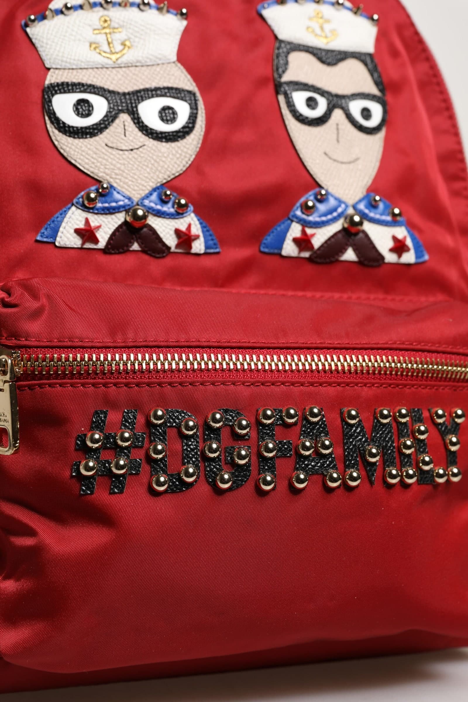 Red #DGFAMILY VULCANO Embellishment Backpack Bag - 6
