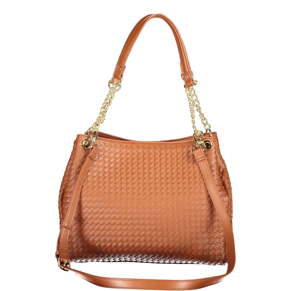 Brown Polyurethane Women Bag With Shoulder Handles - 2