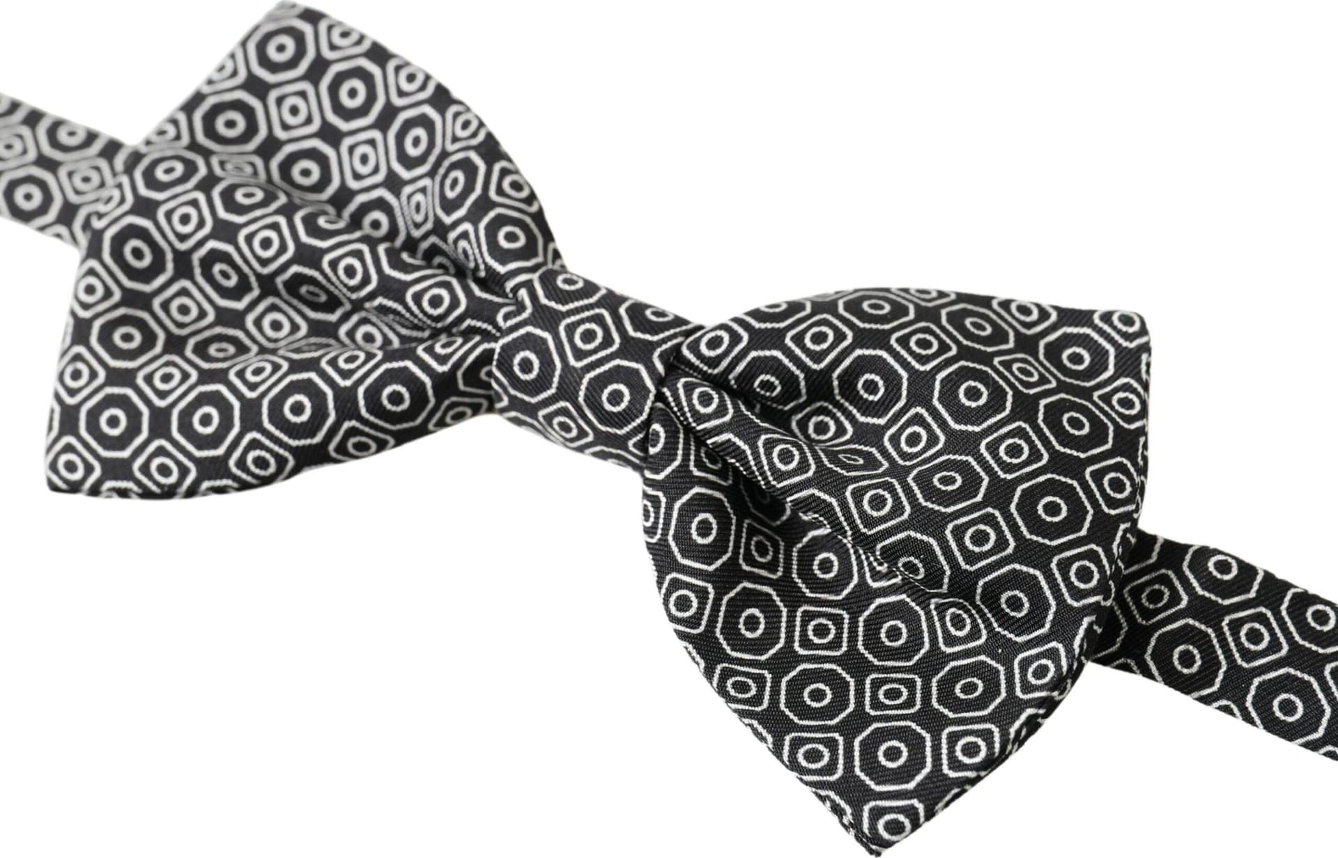 Black White Pattern Adjustable Neck Papillon Bow Tie - 2