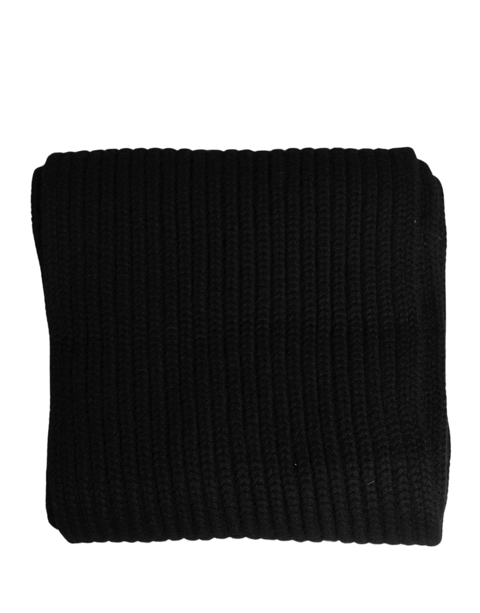 Black Cashmere Knitted Men Neck Warmer One Size Scarf - 2