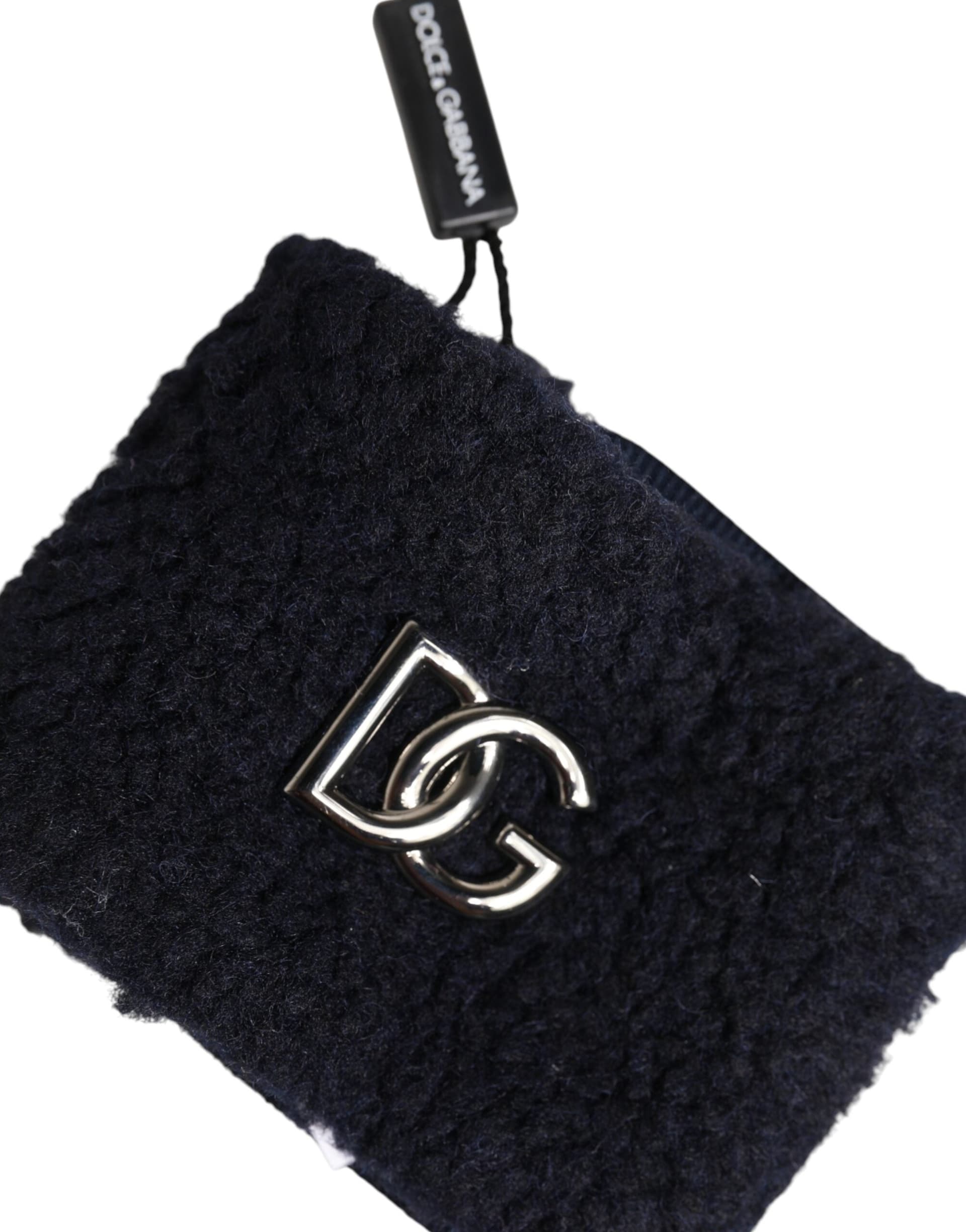 Black Polyester Logo Plaque Men One Size Wristband - 4