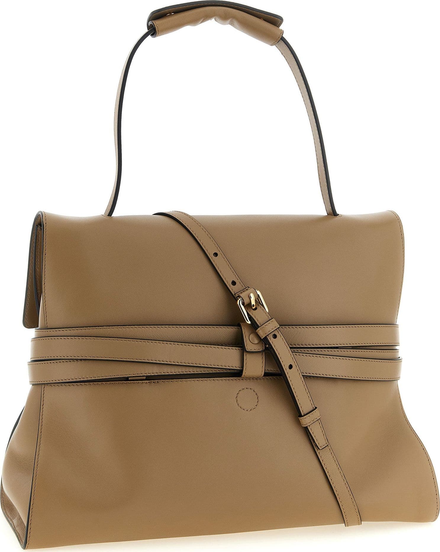 Beige Napa Leather / Calf Bos Taurus Shoulder Bag - 2