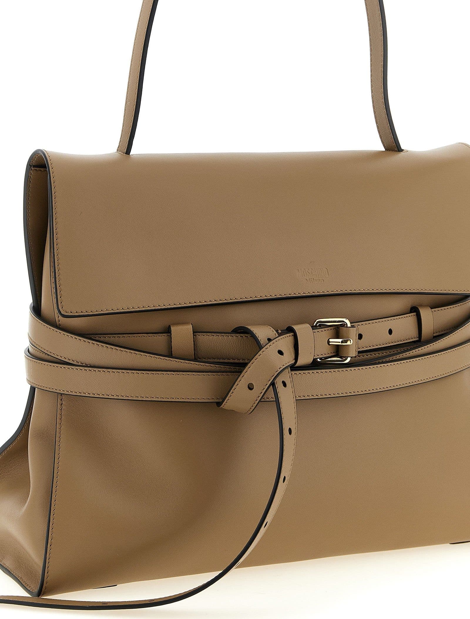 Beige Napa Leather / Calf Bos Taurus Shoulder Bag - 3