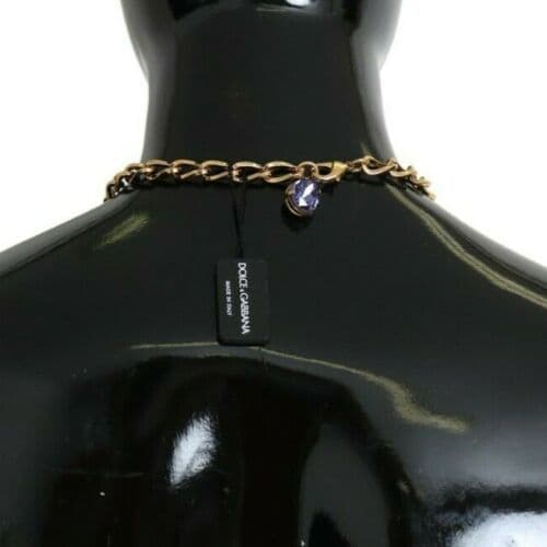 Pink Gold Brass Crystal Purple Pearl Pendants - 4