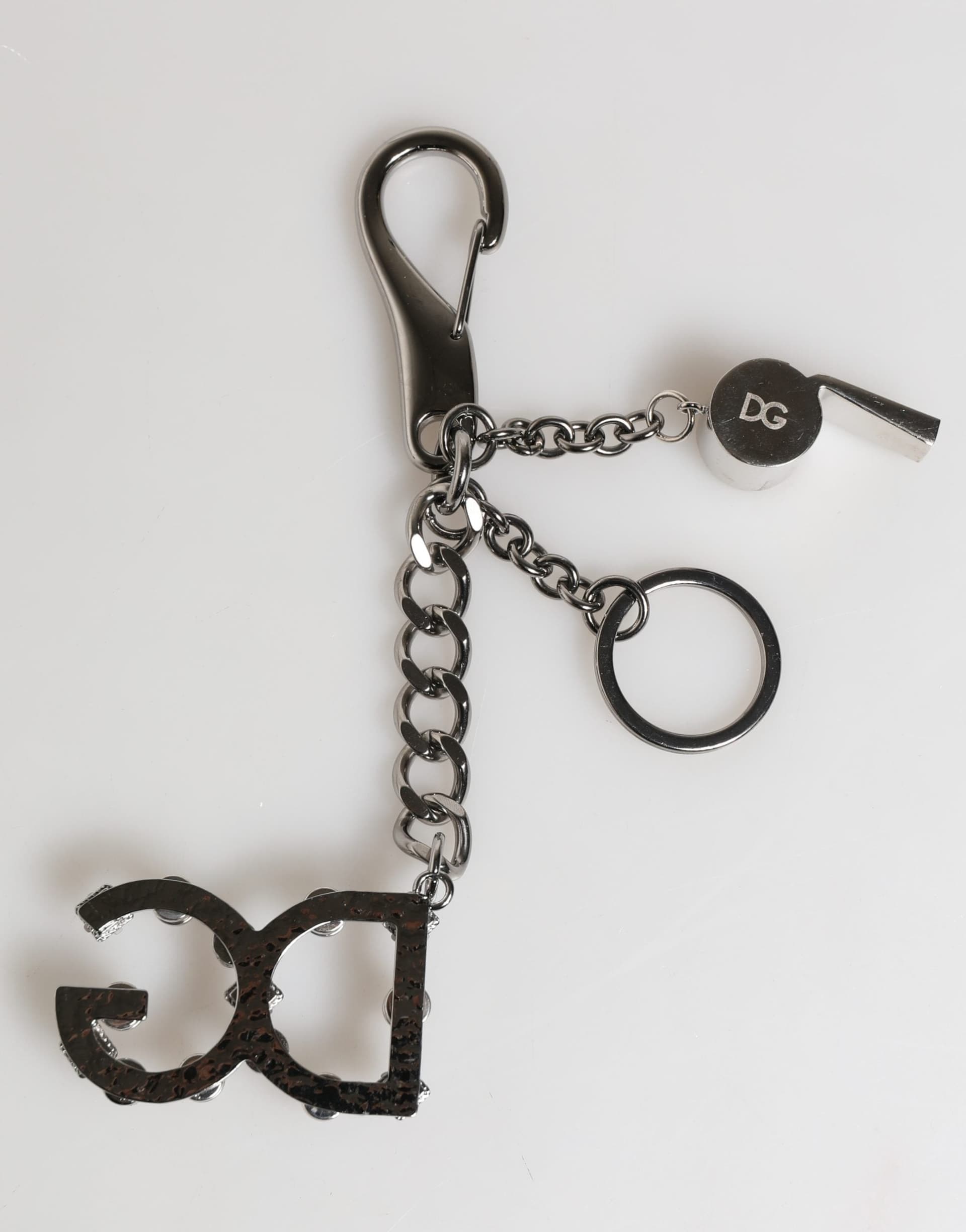 Silver Brass Metal DG Logo Crystal Ring Keyring Keychain - 5