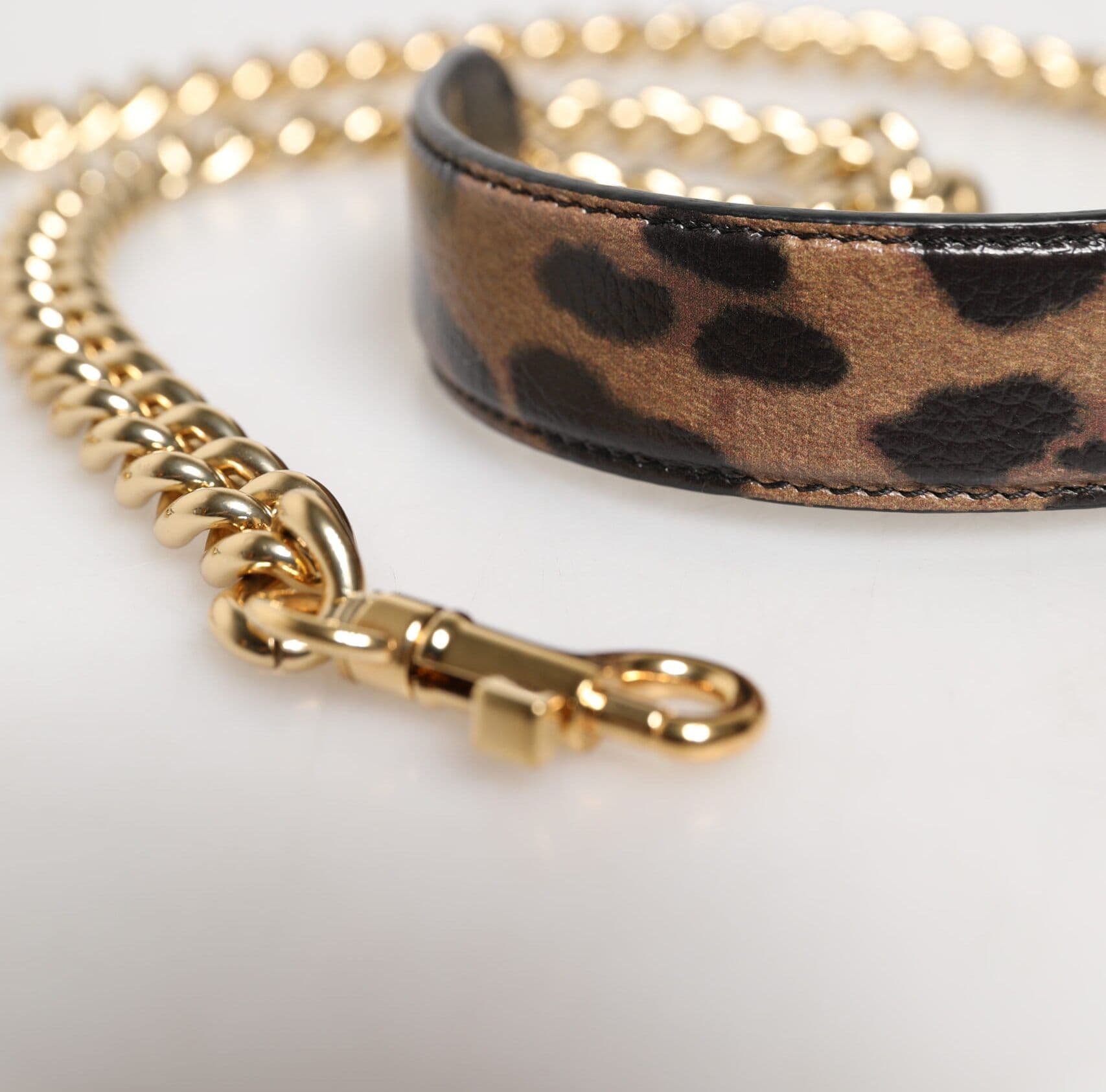 Brown Leopard Gold Brass Chain Accessory Shoulder Strap - 6