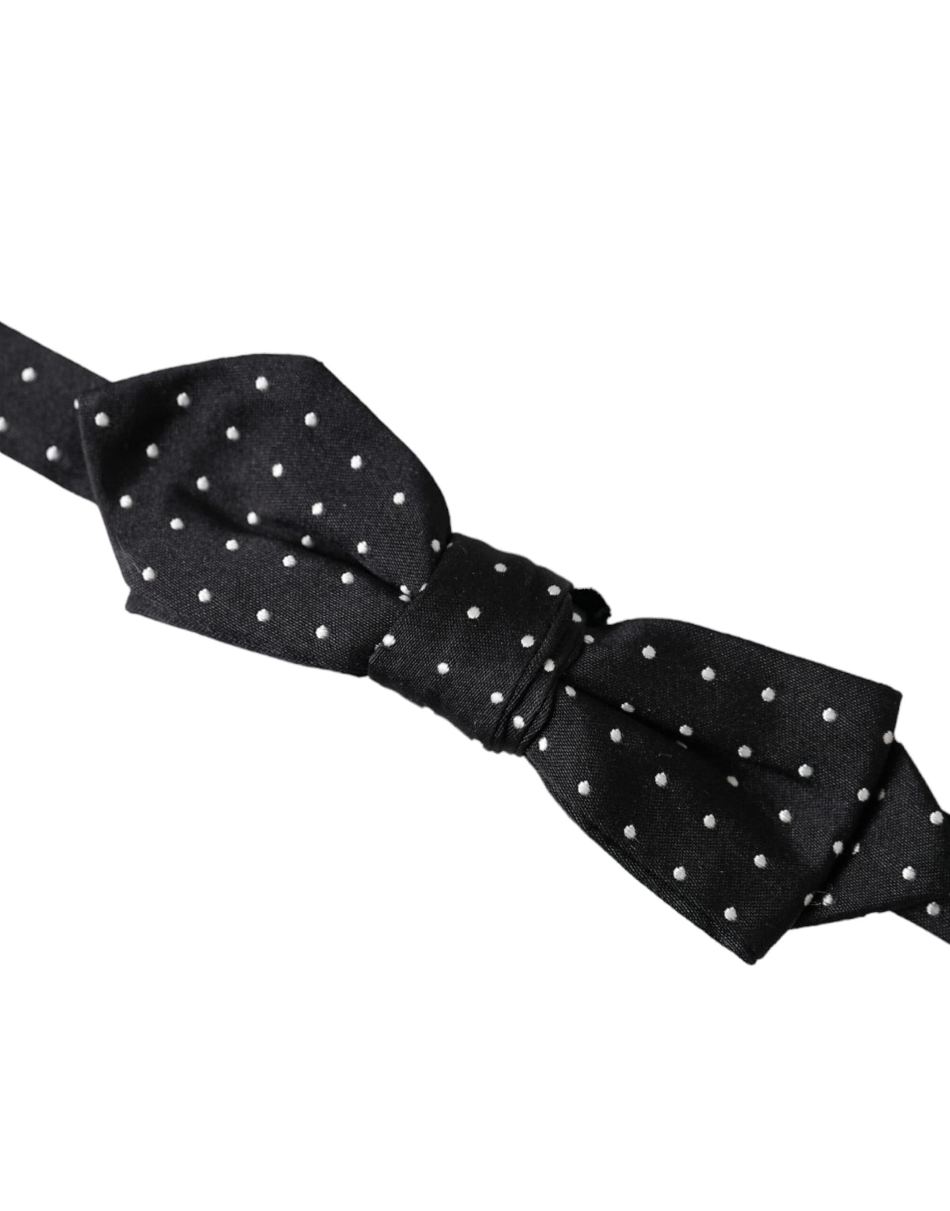 Black Silk Polka Dot Adjustable Neck Men Papillon Bow Tie - 3