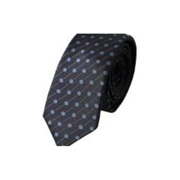 Black Blue Polka Dot Silk Adjustable Men Tie - 2