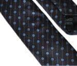 Black Blue Polka Dot Silk Adjustable Men Tie - 4