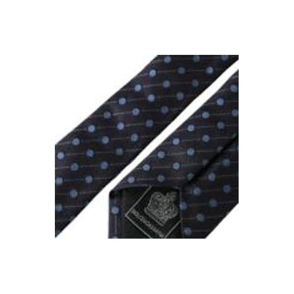 Black Blue Polka Dot Silk Adjustable Men Tie - 5
