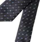 Black Blue Polka Dot Silk Adjustable Men Tie - 6