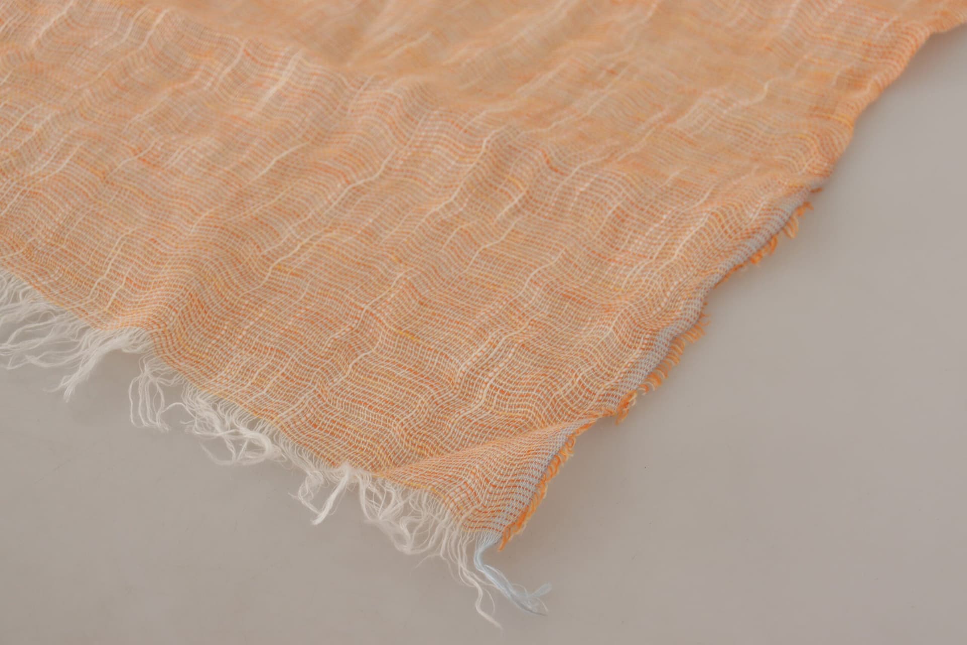 Peach Linen Knitted Shawl Wrap Fringes Scarf - 5