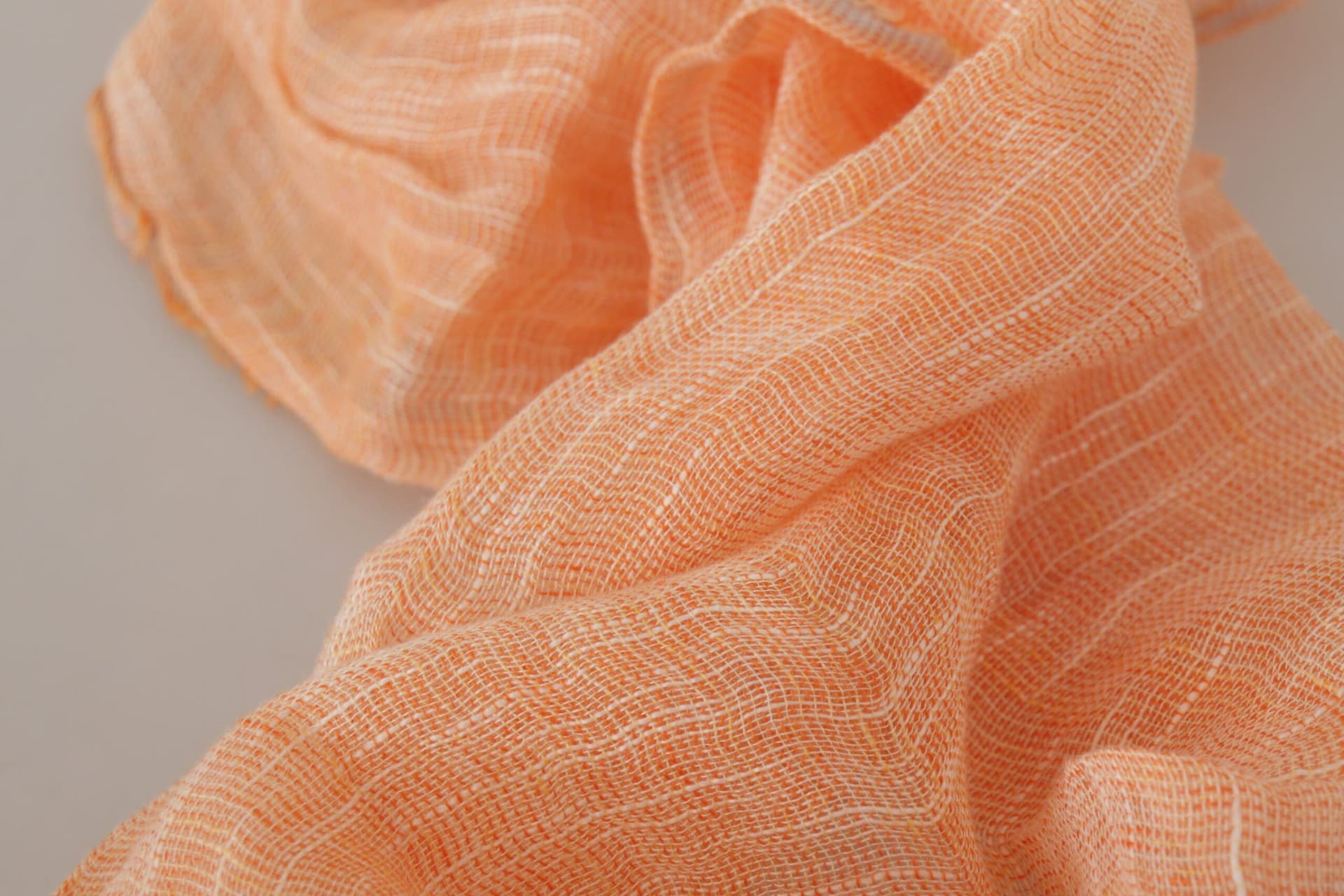 Peach Linen Knitted Shawl Wrap Fringes Scarf - 6