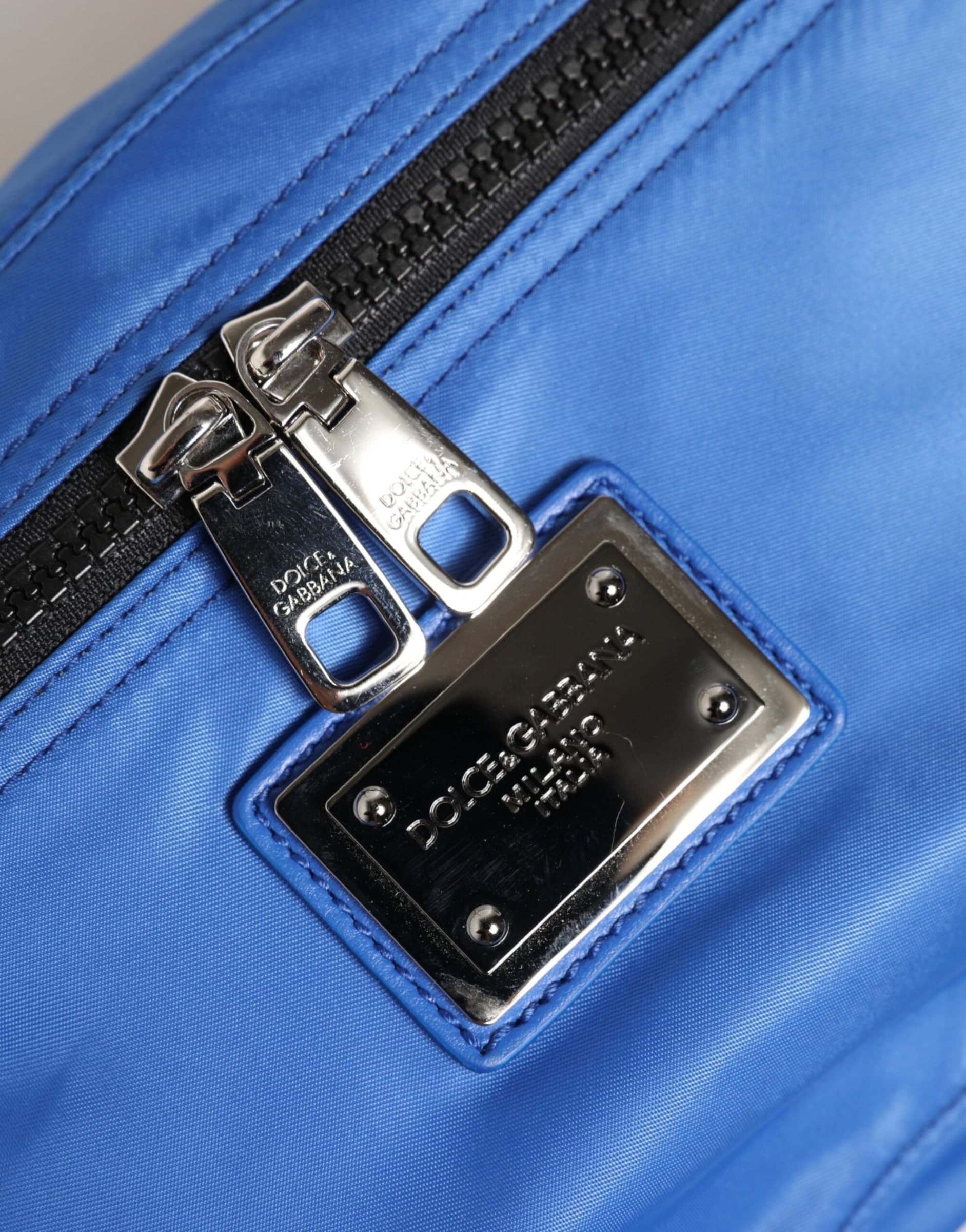 Blue Logo Plaque Nylon Waist Fanny Pack Men's Borse Bag - 6