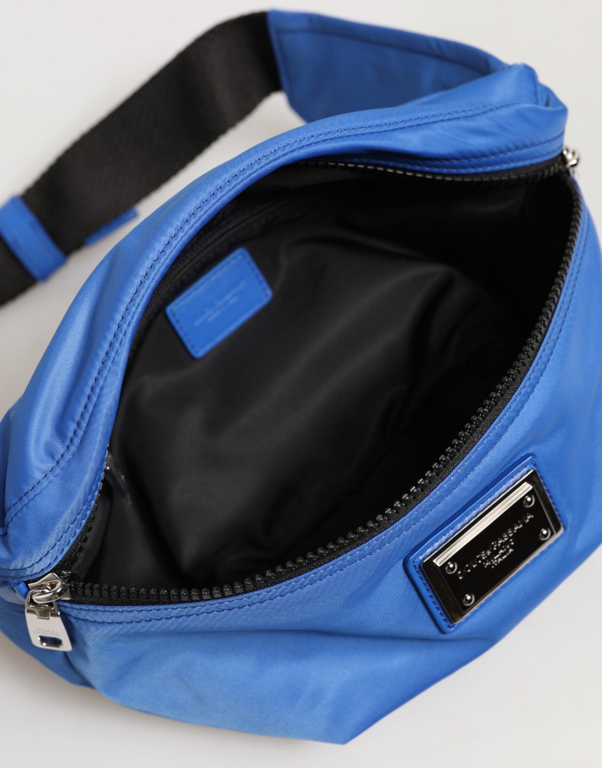 Blue Logo Plaque Nylon Waist Fanny Pack Men's Borse Bag - 7