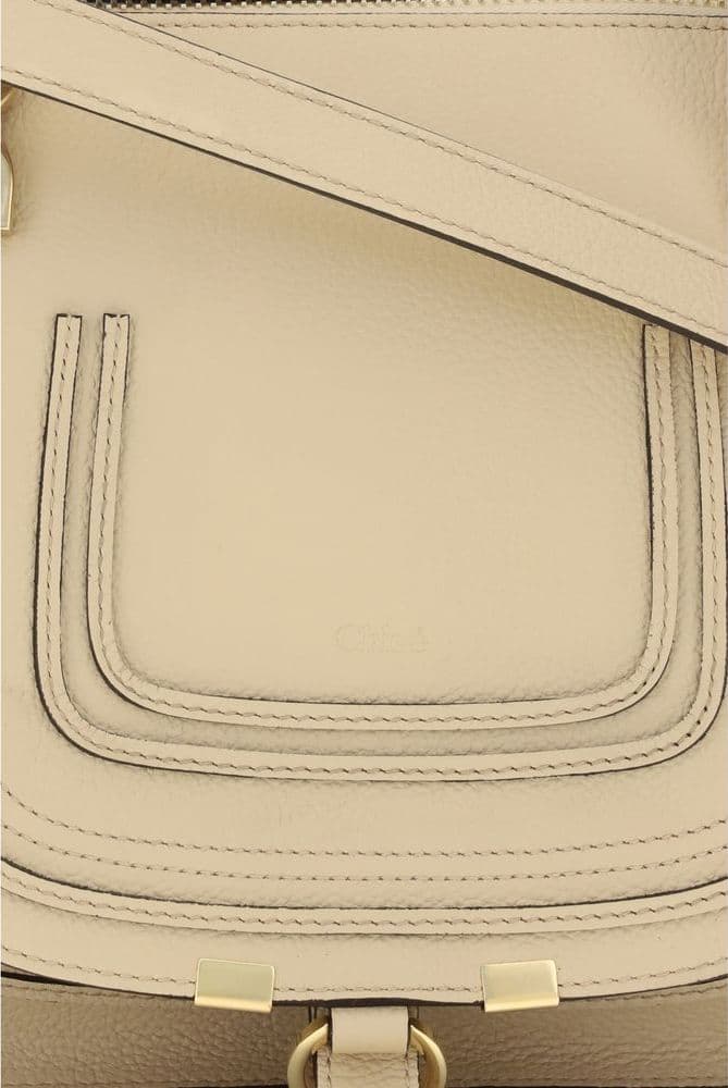 Beige Calf Leather Bos Taurus Handbag - 4