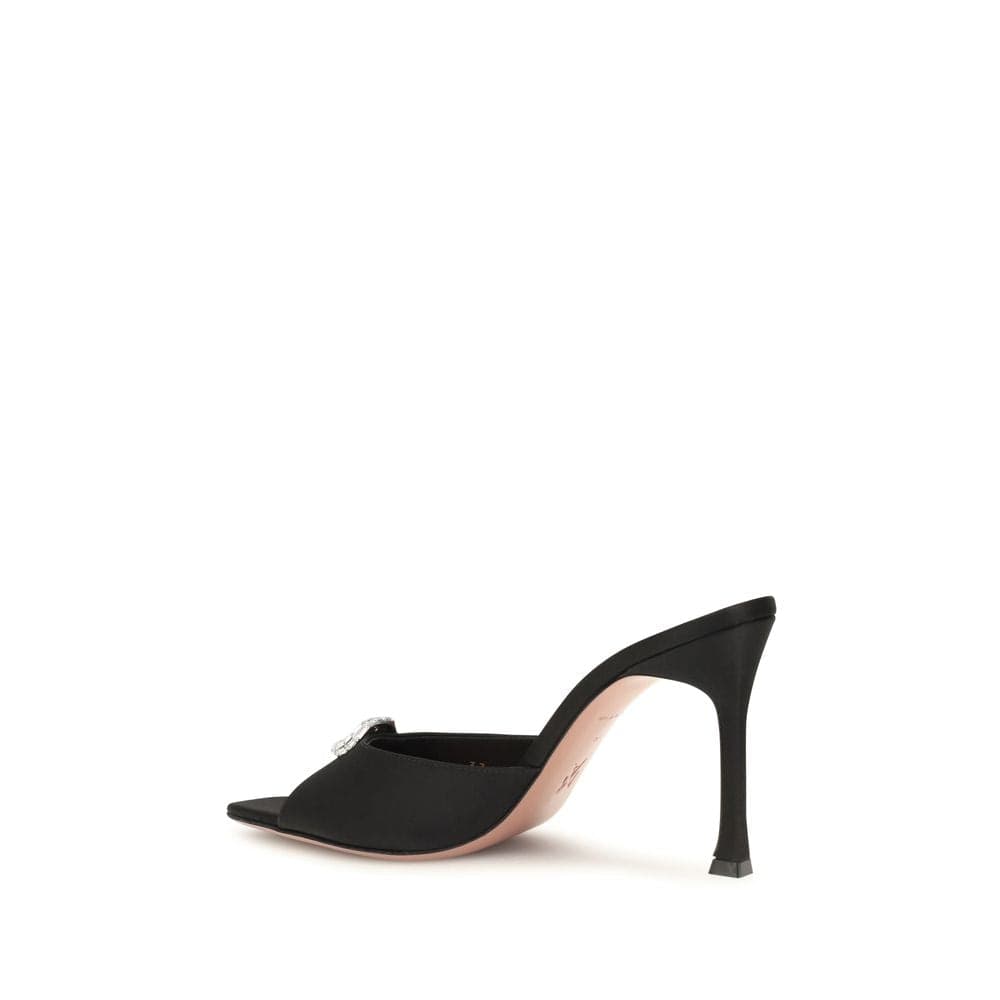 Black Silk Stiletto Heel Sandals - 3