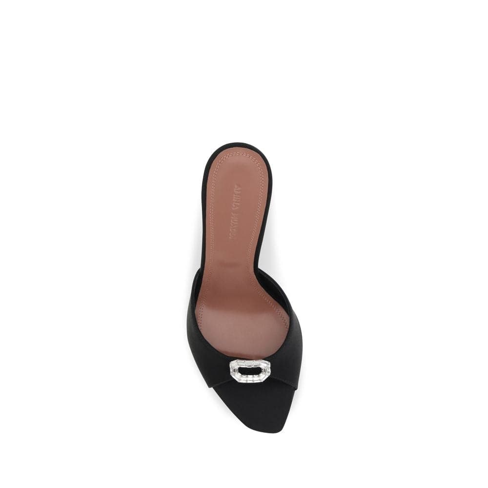 Black Silk Stiletto Heel Sandals - 4