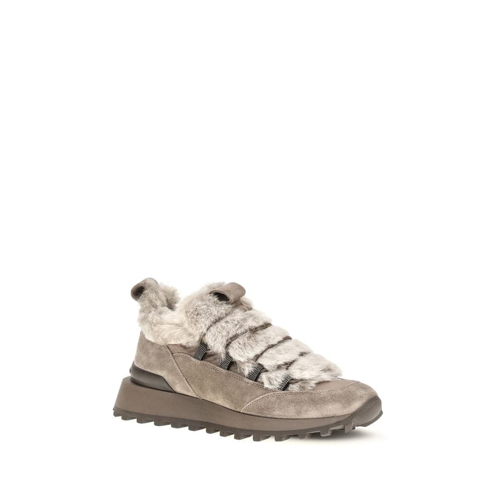 Gray Suede Leather Athletic Sneakers - 2