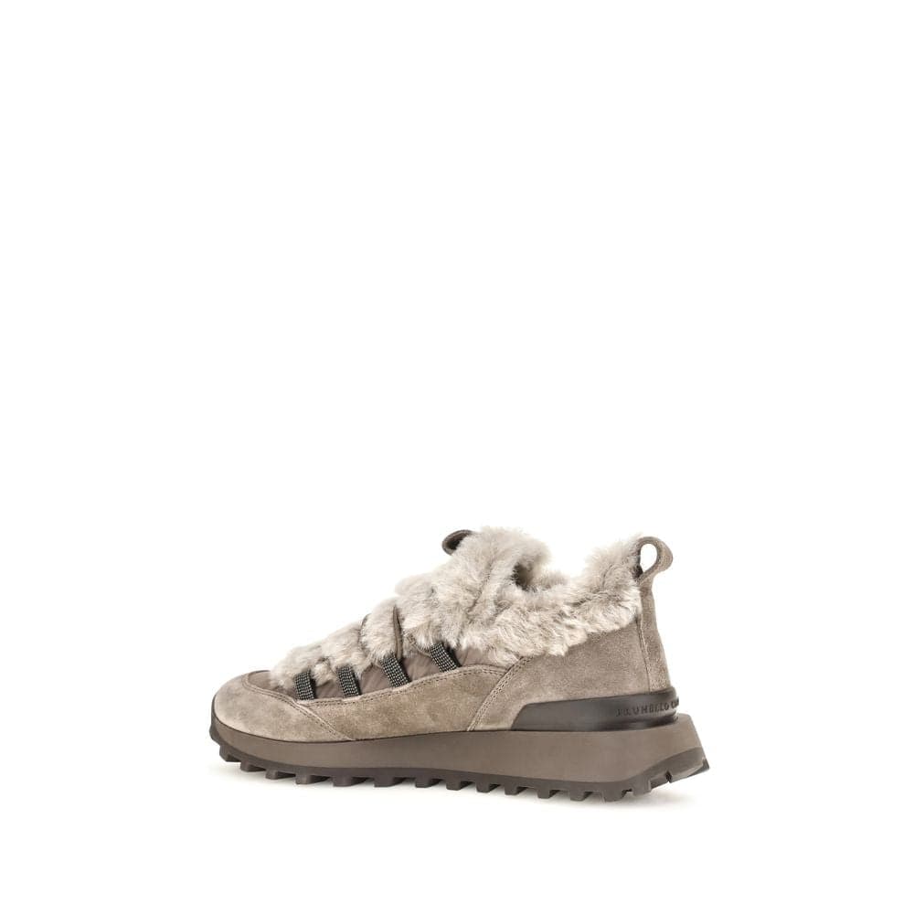 Gray Suede Leather Athletic Sneakers - 3