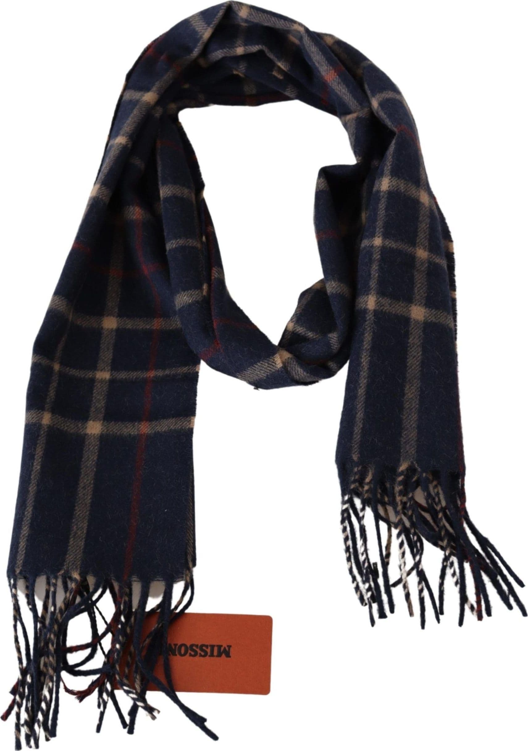 Black Checkered Unisex Neck Wrap Fringes Scarf - 2