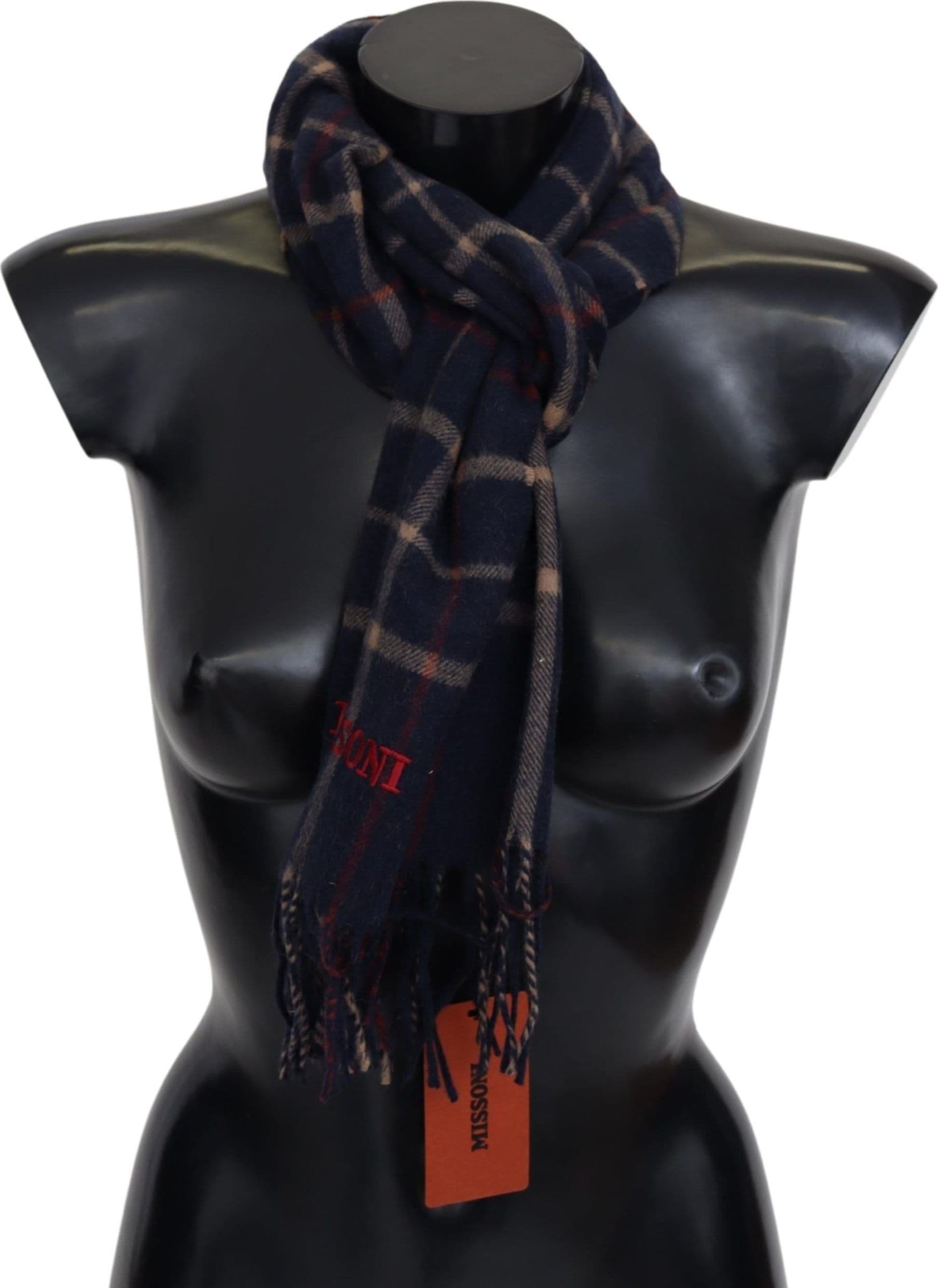 Black Checkered Unisex Neck Wrap Fringes Scarf - 4
